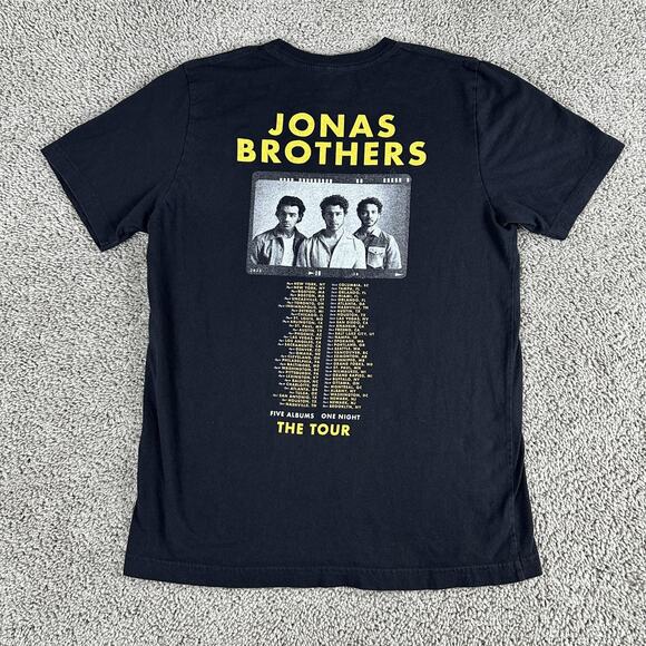 Jonas Brothers Shirt Mens Medium Black Five Albums One Night The Tour Concert - Picture 1 of 10